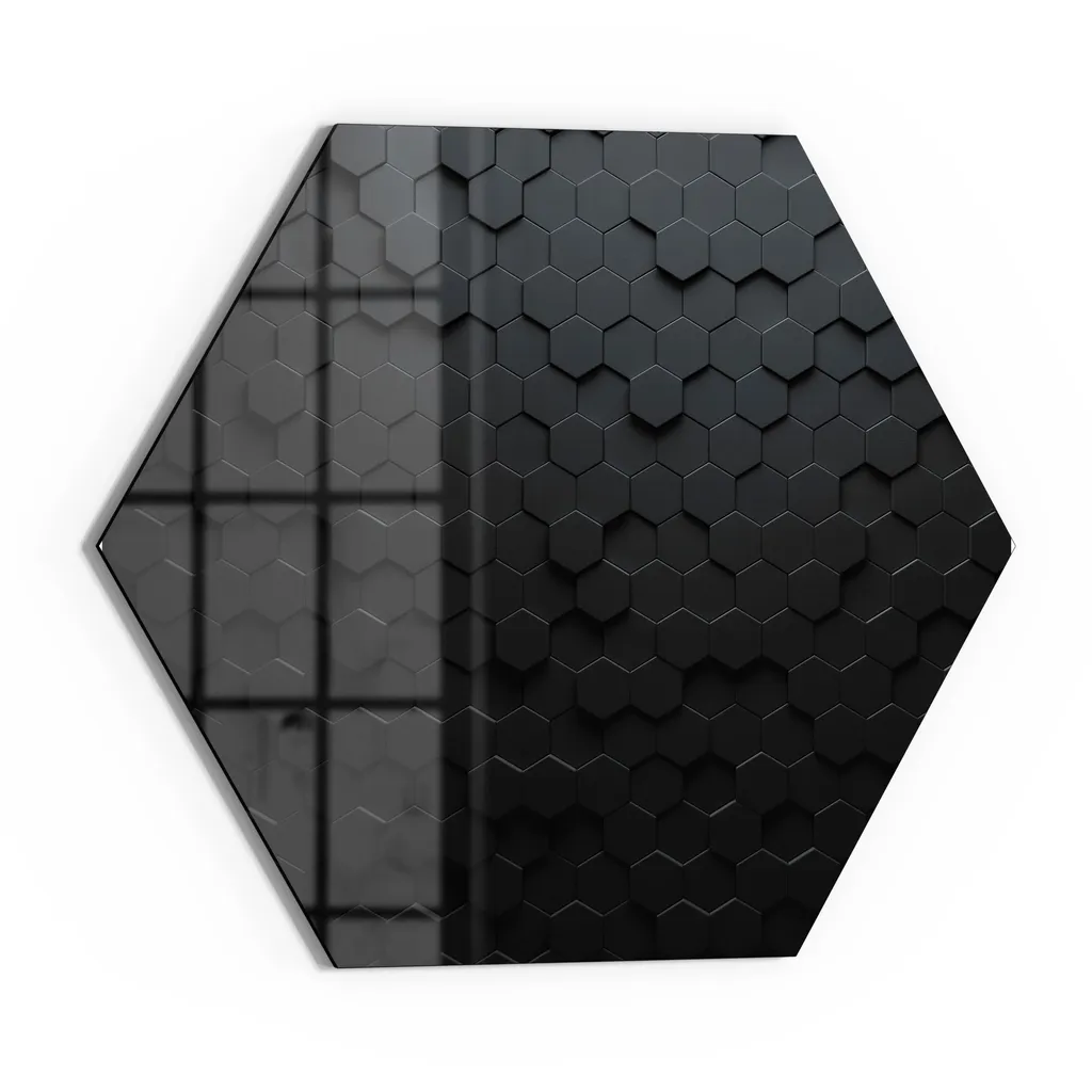 DEQORI Magnettafel Glas 55x48 cm 6-eckig 'Abstrakte 3D-Struktur' beschreibbar Whiteboard